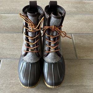 L.L. Bean Brown and Gray Lace-Up Boots